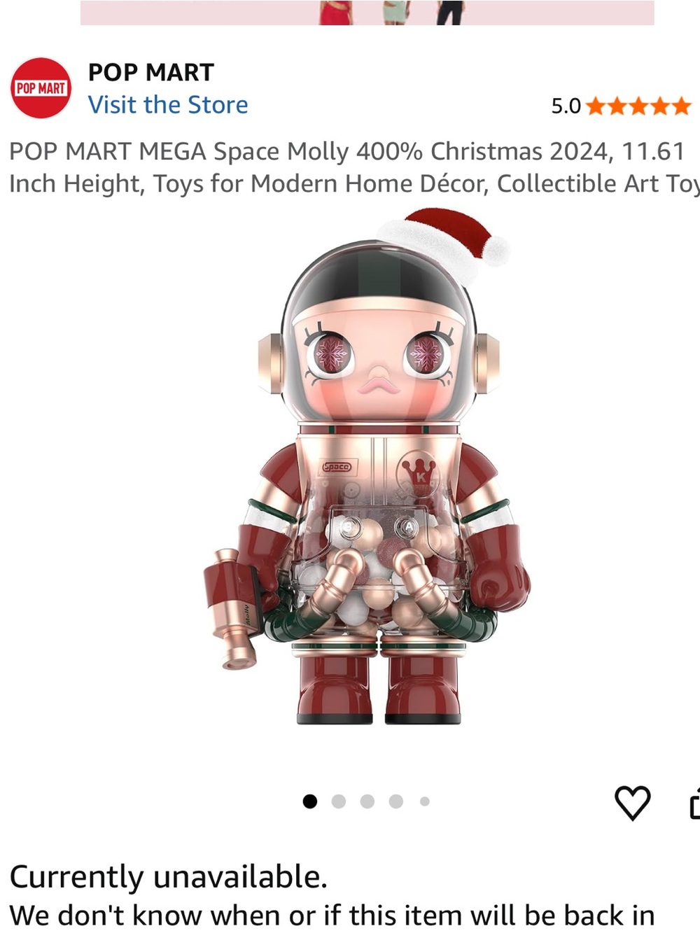 Limited Edition POP MART MEGA Space Molly 400% Christmas Edition 2024 Collectibl - Picture 9 of 14